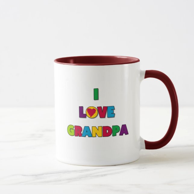 Taza Amo las camisetas y los regalos del abuelo (Derecha)