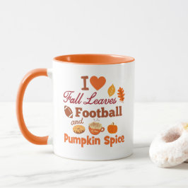 Taza Amo las hojas de otoño y las especias de calabaza.