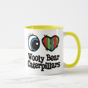 Taza Amo las orugas de oso lúgubre (corazón)