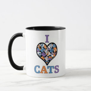 Taza Amo los gatos - Corazón de Collage