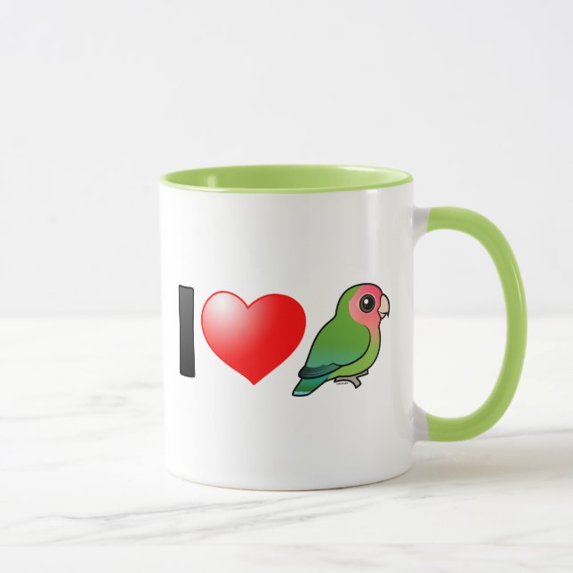 Taza Amo Lovebirds Melocotón-hechos frente (Derecha)