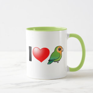 Taza Amo Lovebirds Melocotón-hechos frente Orangeface