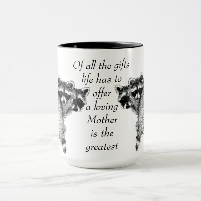 Taza Amo Madre Cita Diversión Familia Raccoon (Centro)