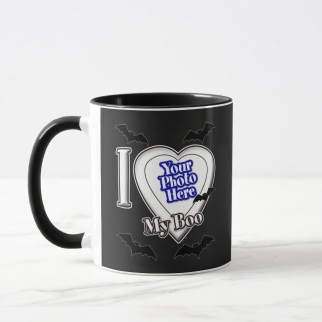 Taza Amo Mi Boo Con Tu Foto Con Bats Mug (Izquierda)