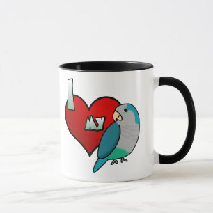 Taza Amo mi Parakeet azul del Quaker