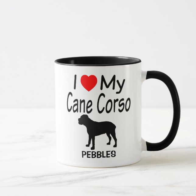 Taza Amo Mi Perro De Corso De Caña (Derecha)