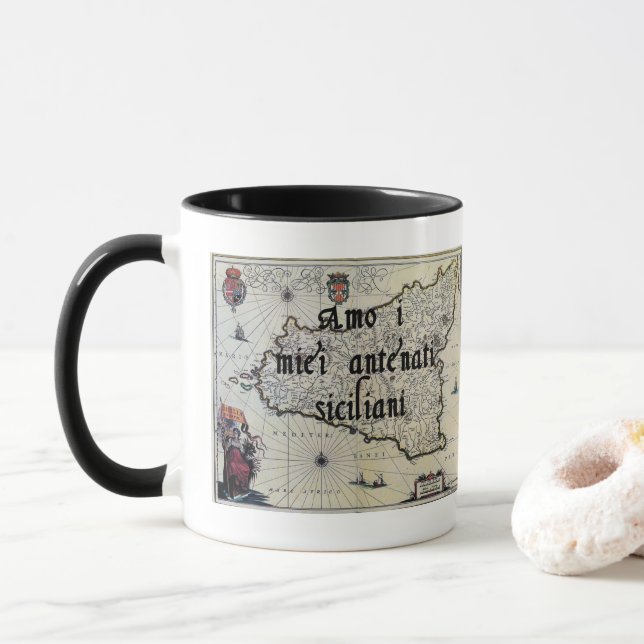 Taza Amo Mis Ancestros Sicilianos | Personalizado Mug (Con donut)