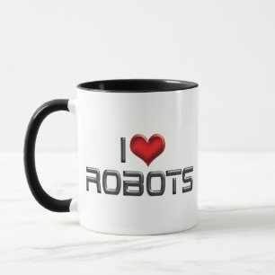 Taza Amo Robots de Corazón - Amante de la Robótica