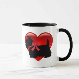 Taza Amo, Scottish Terrier, gran corazón rojo