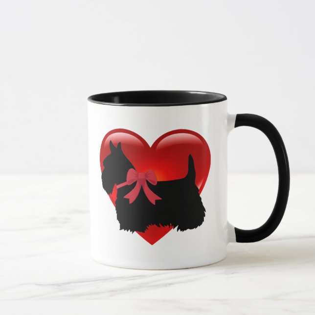 Taza Amo, Scottish Terrier, gran corazón rojo (Derecha)
