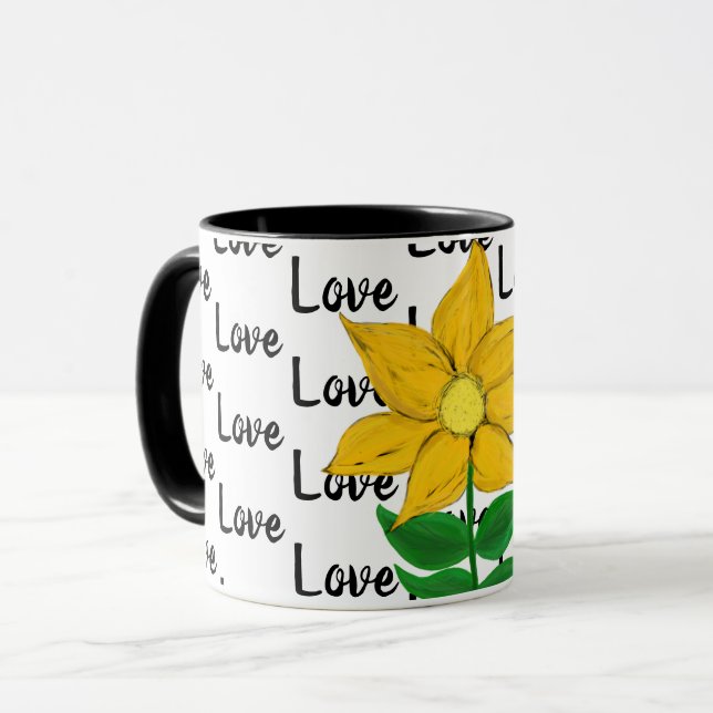 Taza Amor Amarillo Floral Mug (Anverso izquierdo)