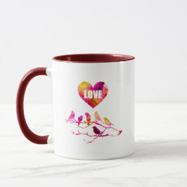 Taza Amor Aves Corazón