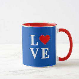 Taza Amor azul marino estilo retro