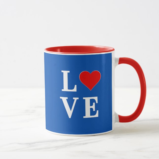 Taza Amor azul marino estilo retro (Derecha)