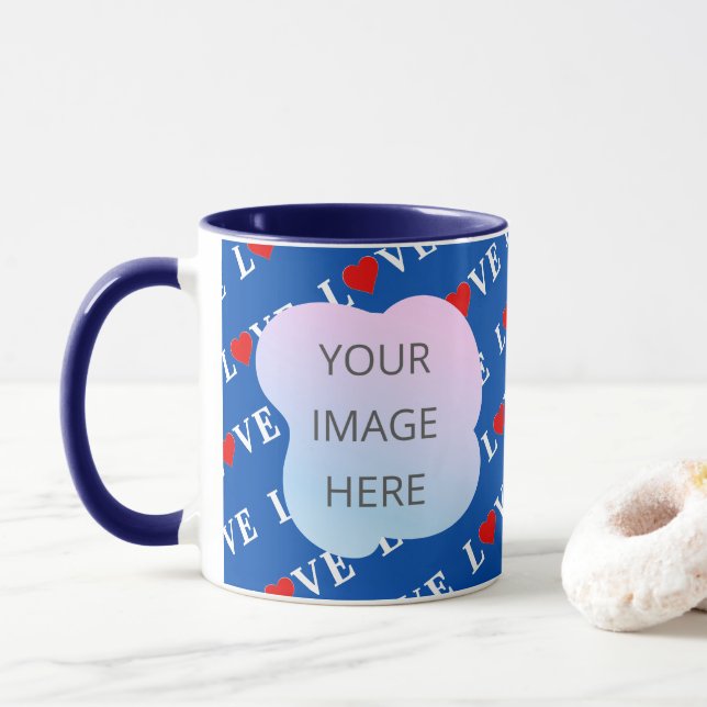 Taza Amor azul marino Retro Elegante (Con donut)