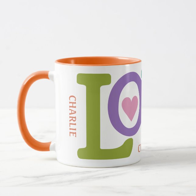 Taza Amor colorido nombre personalizado mug (Izquierda)