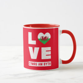 Taza Amor Cymru Am por la bandera de Gales Raíces gales