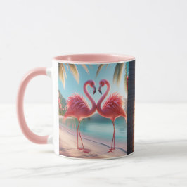 Taza Amor de Flamenco Rosa Playa Tropical Sol