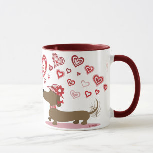 Taza ¡AMOR de los Dachshunds de la tarjeta del día de