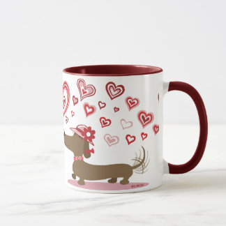 Taza ¡AMOR de los Dachshunds de la tarjeta del día de