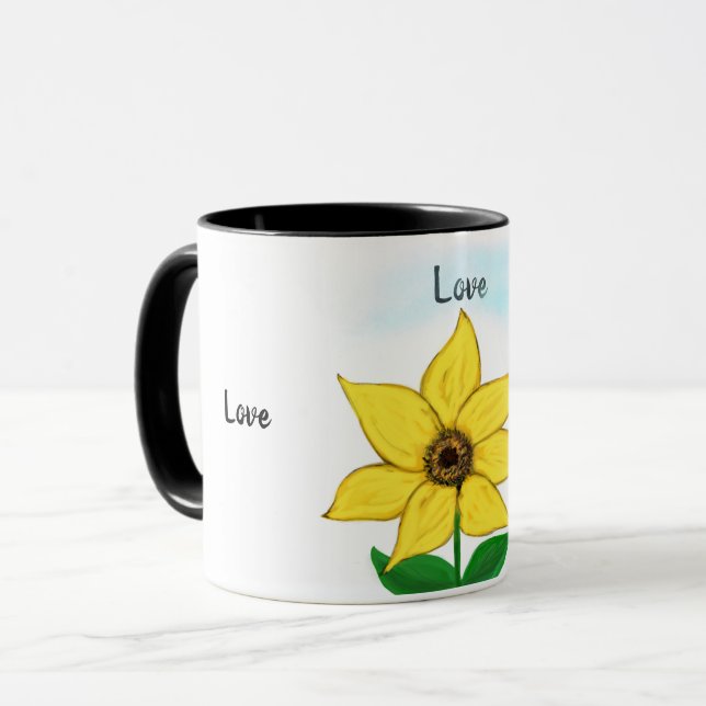 Taza Amor de los Mugs Amor del girasol amarillo (Anverso izquierdo)