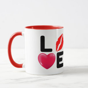 Taza Amor de San Valentín Beso y Corazón