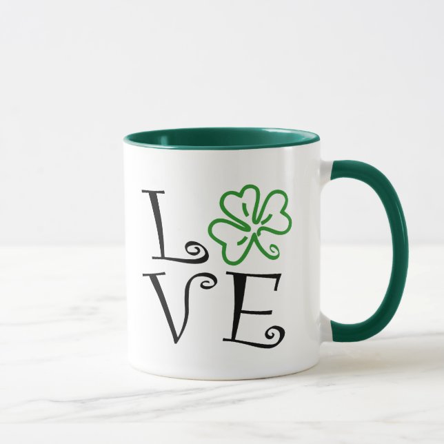Taza Amor del trébol - negro y verde (Derecha)