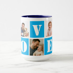 Taza Amor Día del Padre Collage de 5 Fotos Personaliz