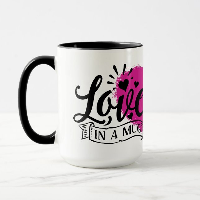 Taza Amor En Un Corazón Rosa Mug (Izquierda)