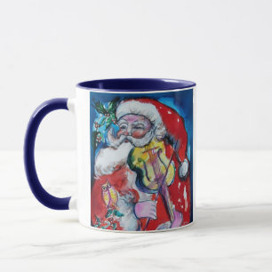 TAZA AMOR FIESTA MUSICAL XMAS SANTA CLAUS VIOLIN PLAYER
