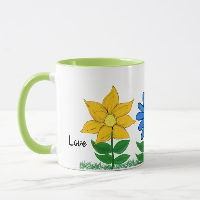 Taza Amor floral Mugs blancos personalizados (Izquierda)