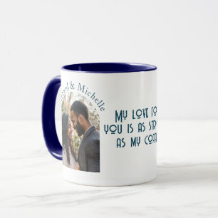 Taza Amor fuerte como café personalizado Foto Azul