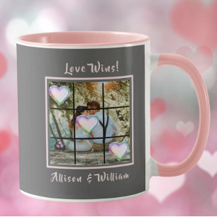 Taza Amor gana foto nombres de corazones Valentine