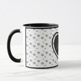 Taza Amor Gris corazones brillantes lindo patrón románt