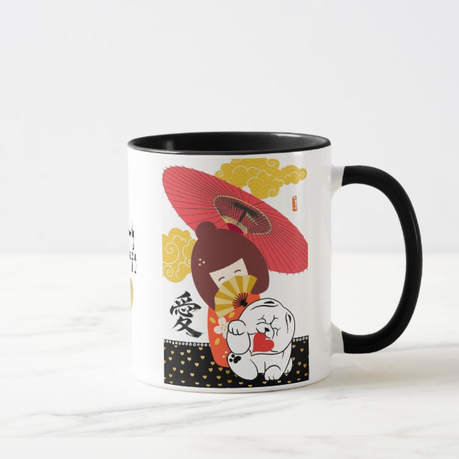 Taza AMOR KOKESHI Perrito Chow corazón  (Derecha)