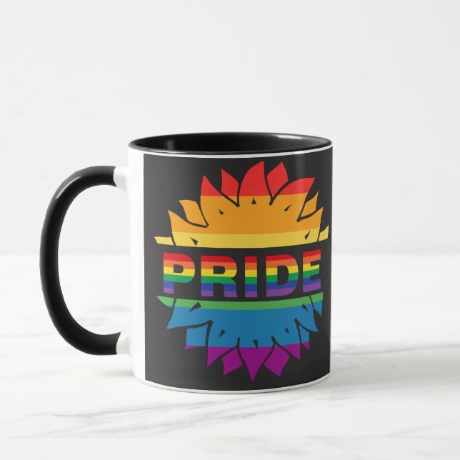 Taza Amor LGBT+Orgullo flor arcoiris Café Mug (Izquierda)