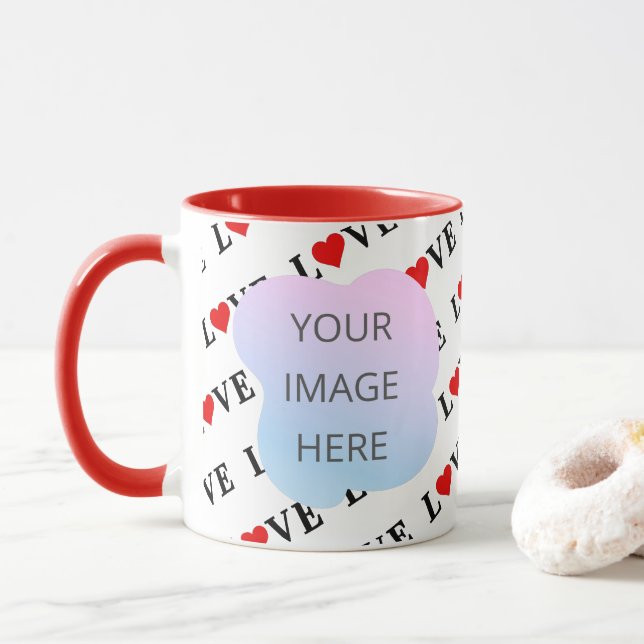 Taza AMOR moda moderna personalizada 2 foto personaliza (Con donut)