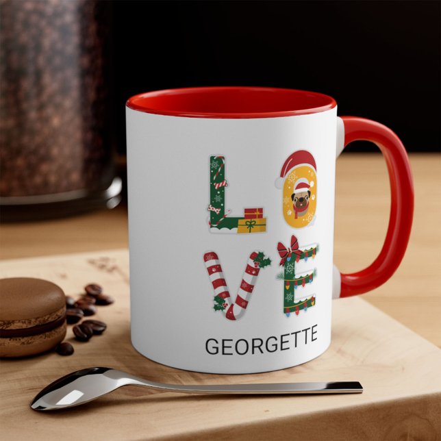 Taza AMOR Navidad Personalizada Fiesta Cute Cachorro (Subido por el creador)