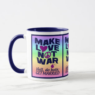 Taza Amor No Guerra Mug - elegir estilo y color
