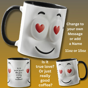 Taza ¿Amor o Café? Agregar mensaje de nombre, Cara exp