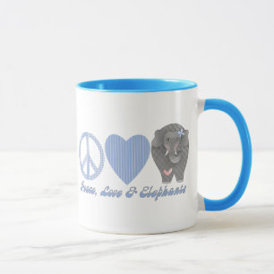 Taza Amor por la paz y elefantes