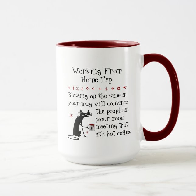 Taza Ampliar cita divertida de punta de vino con gato (Derecha)