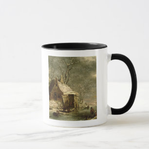 Taza Amsterdam, escena del invierno, siglo XVII
