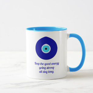Taza Amulet de caída de ojos de malvado azul personaliz