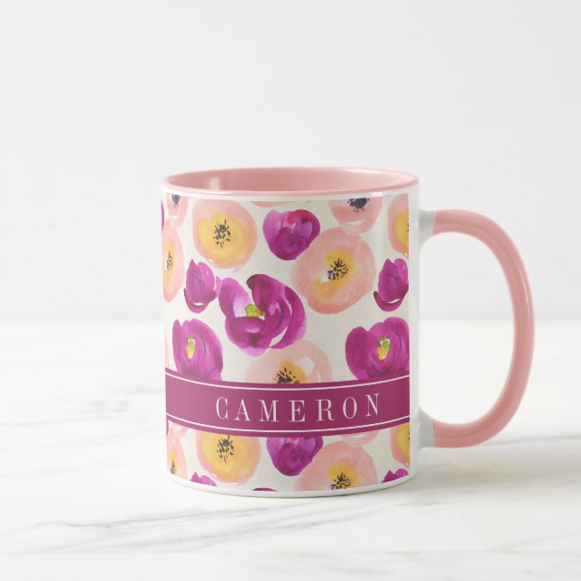 Taza Añada su modelo botánico de la acuarela conocida (Derecha)