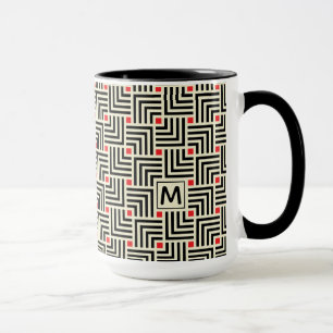 Taza Añada sus líneas el   geométricas iniciales mod