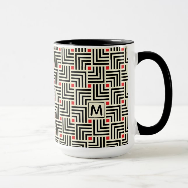 Taza Añada sus líneas el | geométricas iniciales modelo (Derecha)