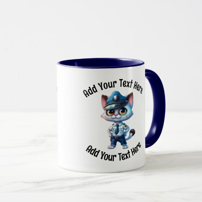 Taza Añade tu texto Despectivo Oficial de Policía Cat C (Anverso derecho)