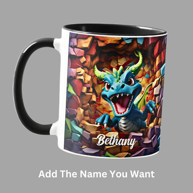 Taza Añadir nombre, Aqua Blue Baby Dragon (Subido por el creador)