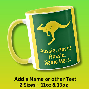 Taza Añadir nombre, canguro Aussie Aussie Green Gold